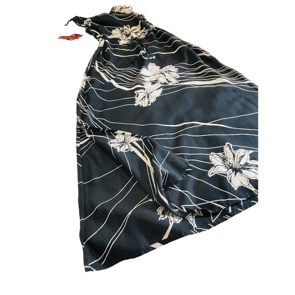 R & K Black Long Tie Back Women size 6 rayon Black Tropical Sequin Beads - Picture 12 of 15